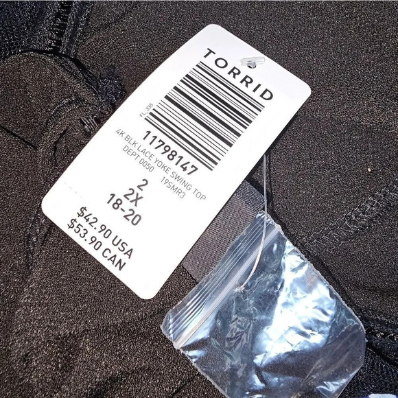 Torrid 2 black lace accent swing top NWT - Picture 2 of 10